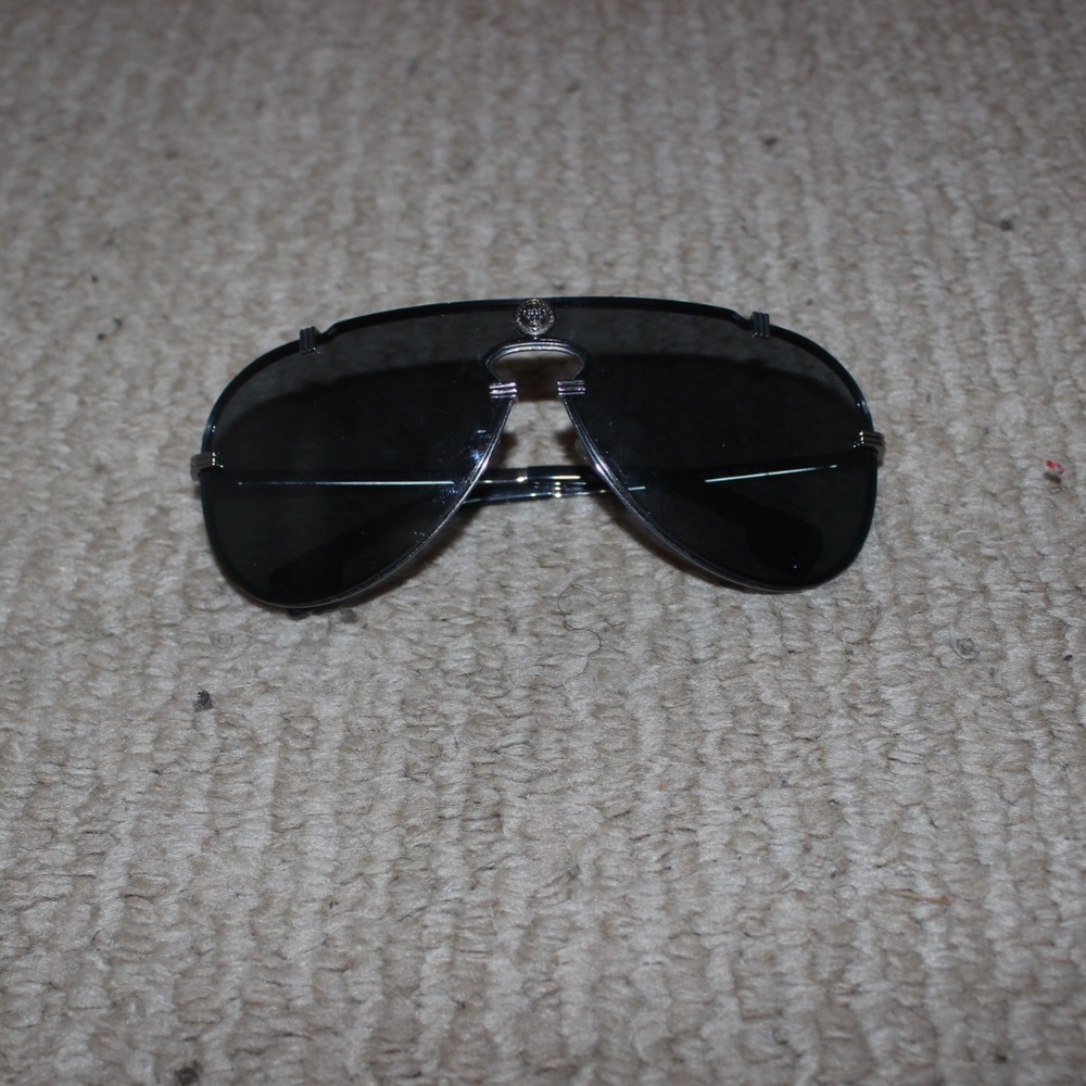 Versace Black Sunglasses+Orange Versace Watch+White Belt